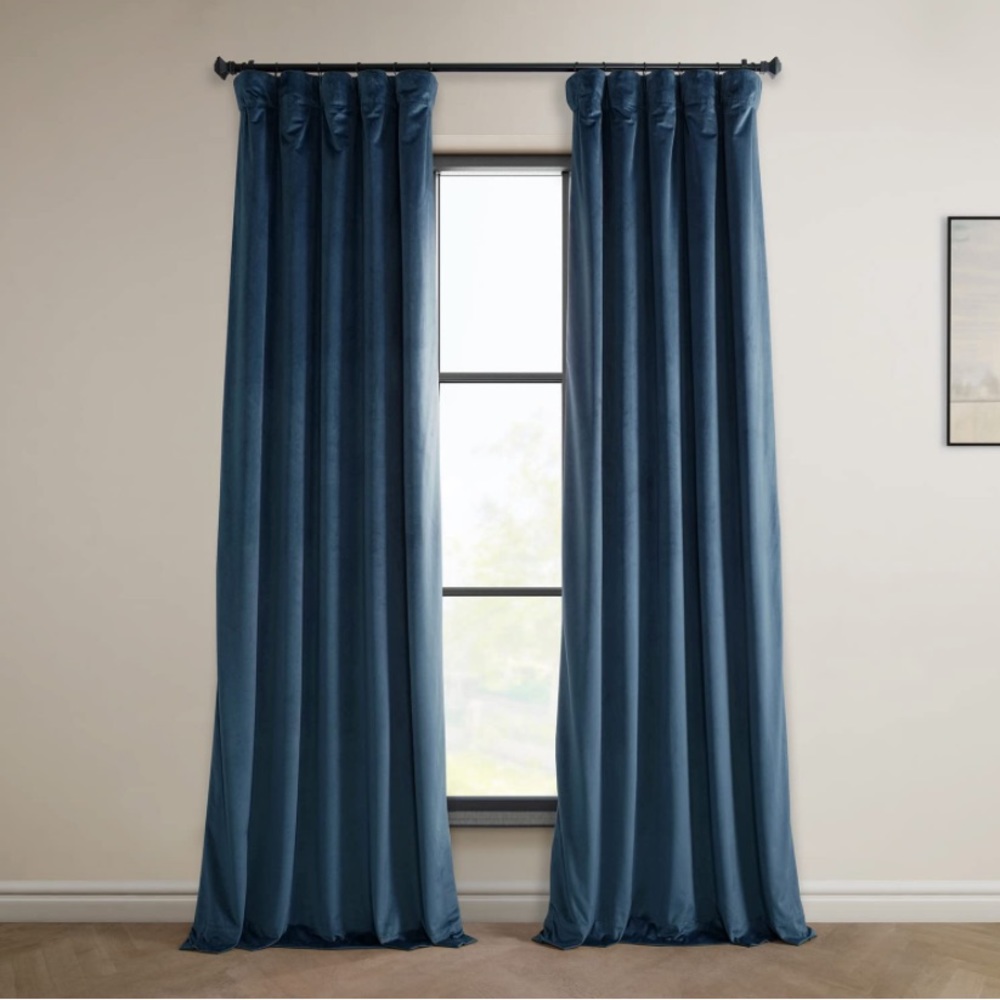 COPY - HPD Half Price Drapes - Plush Velvet Curtain 50 X 96, Avalon Blue